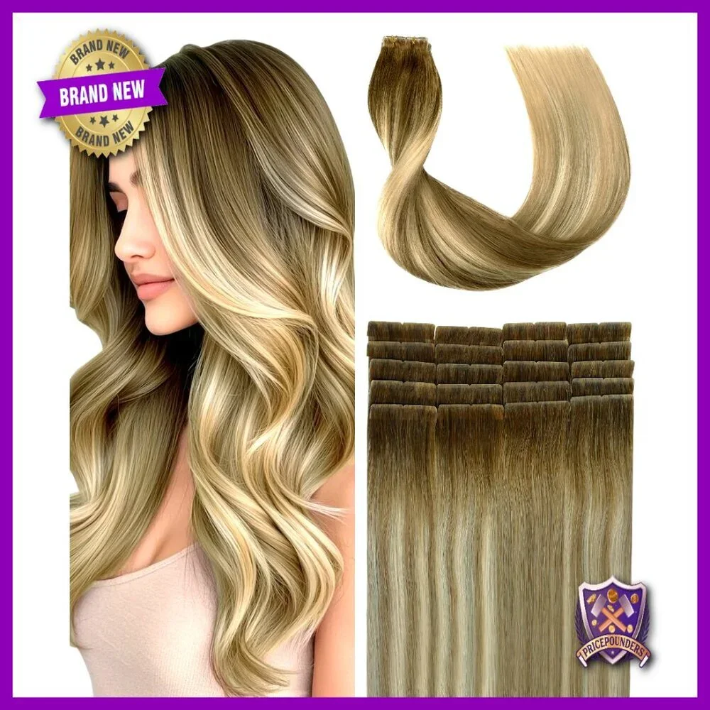 14 Inch Human Hair Tape In Extensions 20 Pieces Invisible Tape